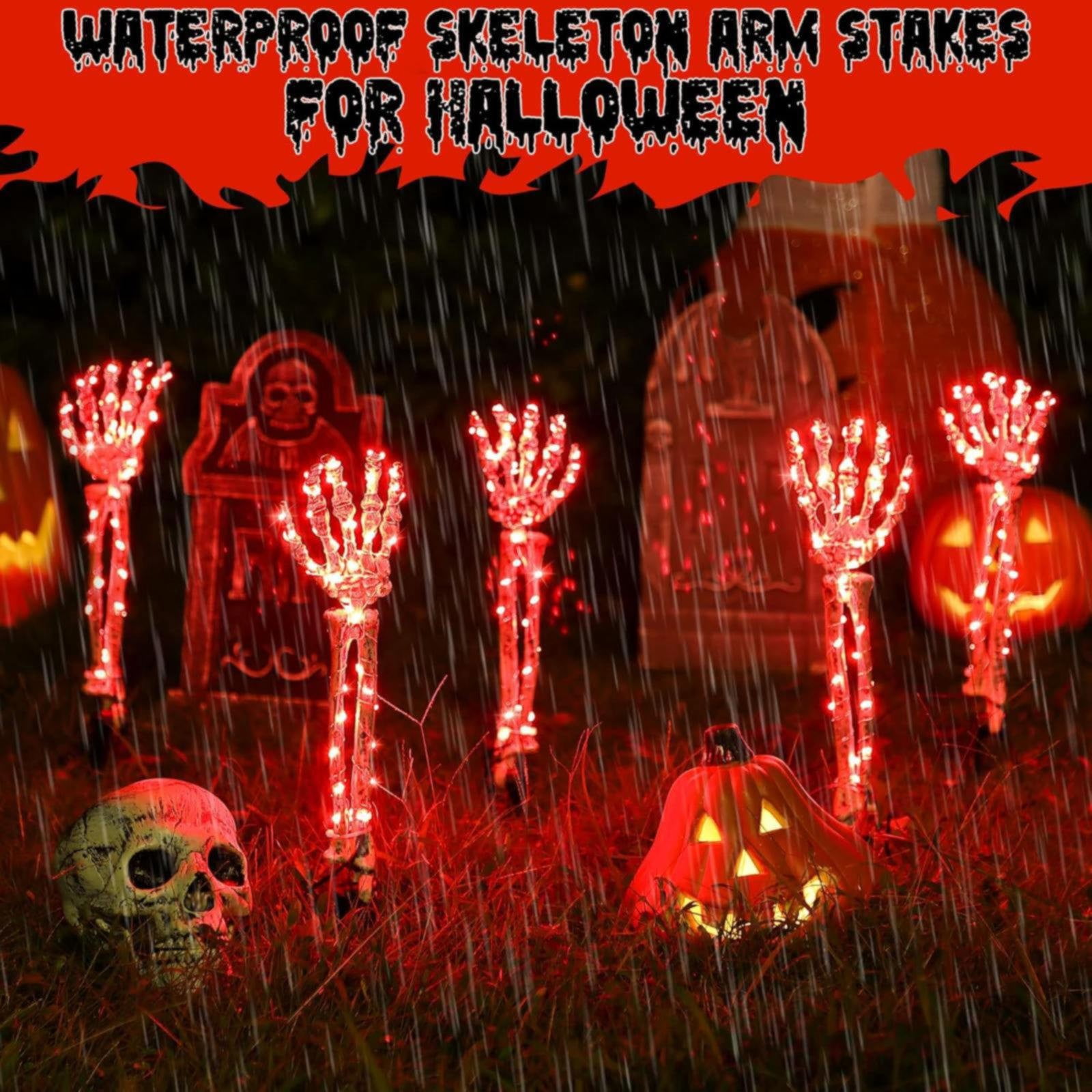 Led Skeleton Decorations Halloween Decorations 5 Pack Lighted Skeleton Arm Stakes 10 Ft 150 LED ...