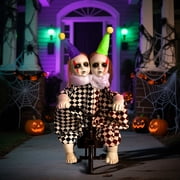 Halloween Decorations, Animatronic Scary Talking Clown with Motion, Biking Clown Decors, Touch and Sounds Activated, Indoor or Covered Outdoor Halloween Decorations