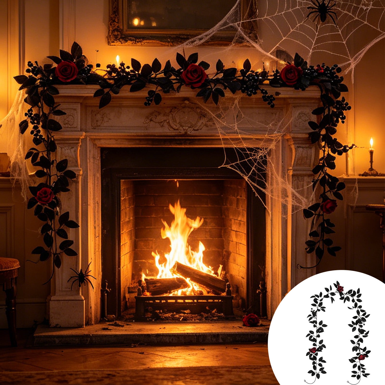 Vine Display Halloween Decorations Artificial Rose Leaf Vines in 78.74 Inch Length ...