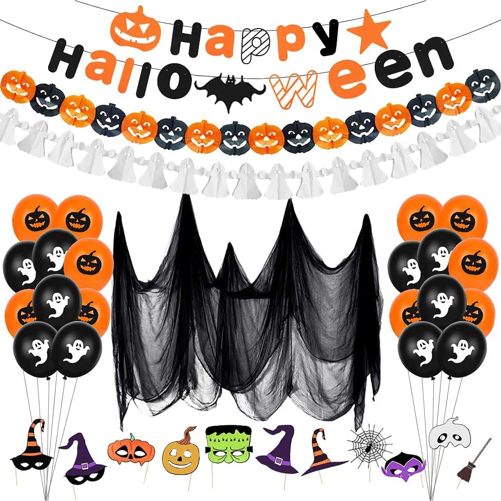 Ghyt Halloween Party Decoration Balloons 145pcs Balloon Garland Arch Kit  Black Purple Confetti Balloons And Mylar Balloon For Halloween Birthday  Party