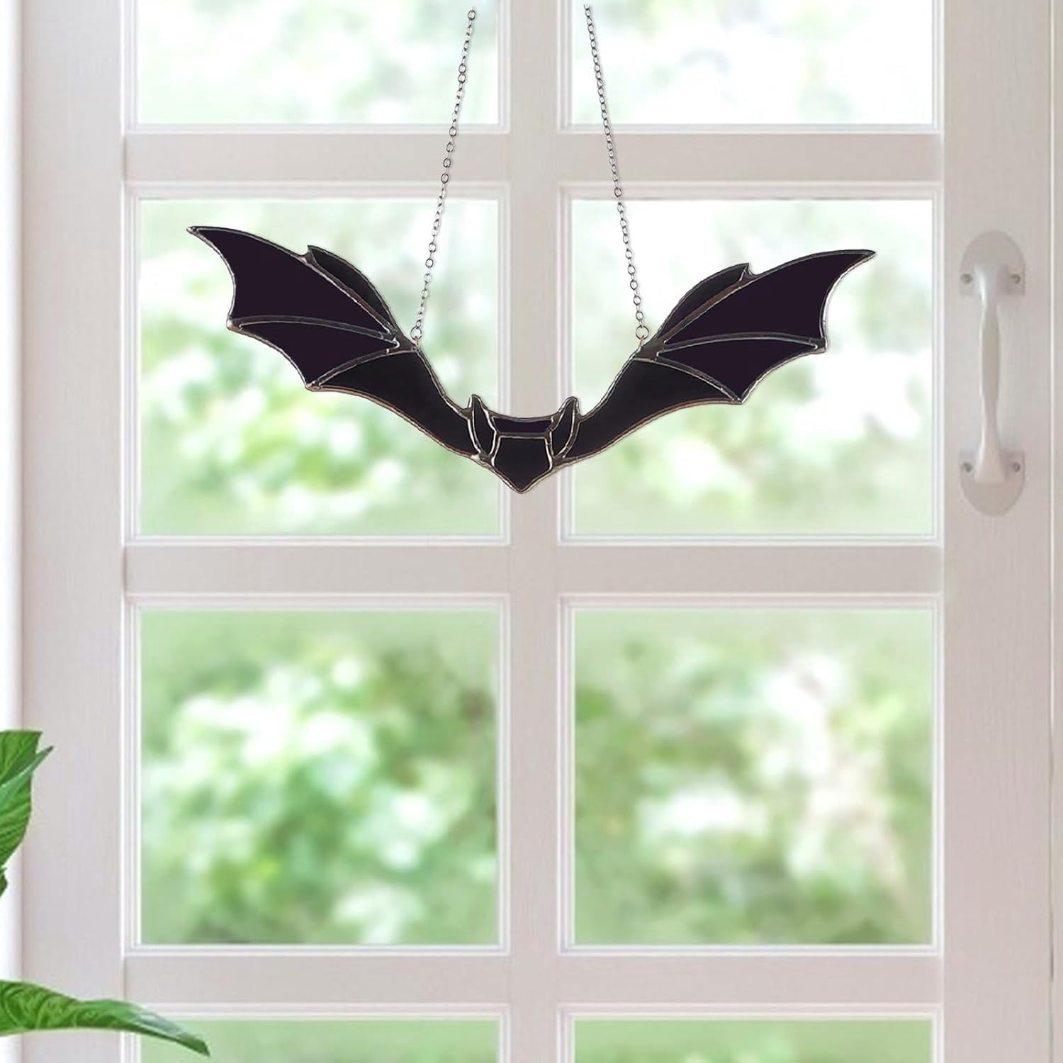 Halloween Decorations Bat Stained Glass Suncatcher Window Hanging ...