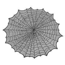 Halloween Decorations Black Lace Spiderweb Tablecloth Round Spider Web Table Cover Topper for Home Party Decor 50"