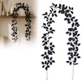 thumbnail image 1 of Halloween Decorations Black Leaf Garland, 26 Branches Artificial Rose Leaf Vine for Gothic Home Decor, Fireplace Mantel, and Dark Themed Party Supplies, C, 1 of 7