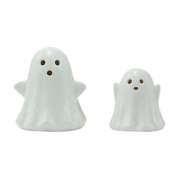 Halloween Decorations Ceramic Ghost Set Of Two Mini Light-Up Ceramic Ghost Ornaments Halloween Decor
