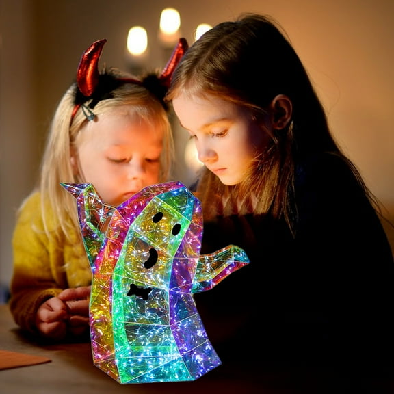 Halloween Decorations LED Light-Up Color-Changing Ghost Figurine - Halloween Spooky Tabletop Decoration, Haunted House Display, or Party Centerpiece with Battery Operated LED Lights