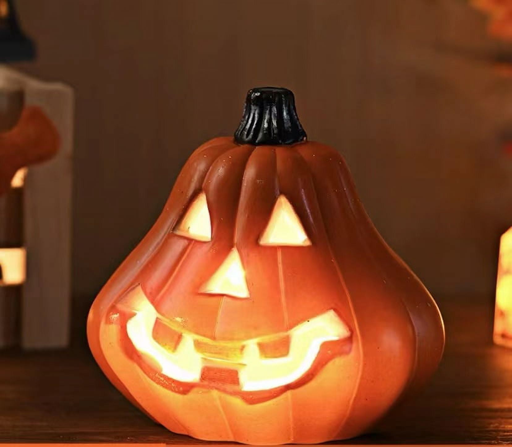 Halloween Decorations Clearance! Halloween LED Light Up Pumpkins Fall  Decorations, 9.44 x 7.87 Resin Waterproof Jack O Latern Lamp, Home Table  Top