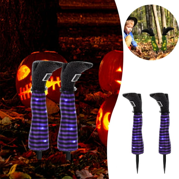 Halloween Decorations Wicked Witch Legs Halloween Witch Legs with LED, 1 Pair Upside Down Witches Legs for Spooky Party, Lawn, Funny Witch Decor for Outdoor Halloween Decorations