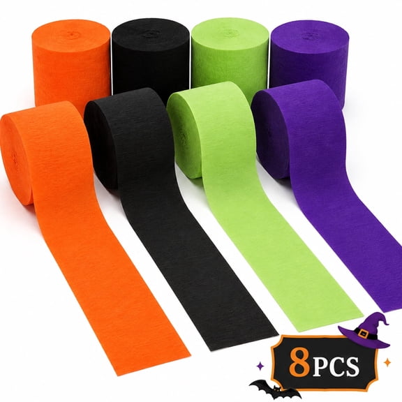 Halloween Decorations Crepe Paper Streamers Paper for Halloween Party Birthday Backdrop Decorations 218.7 Yard