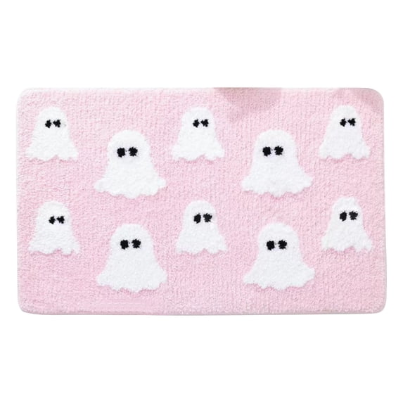 Halloween Decorations Cute Ghost Door Mat Pink Kitchen Floor Mats for Home Soft Kitchen Rugs Doormat Non-Slip Welcome Mats Outdoor Carpets for Bedroom Halloween Spooky Decor,23.6x15.7 Inch