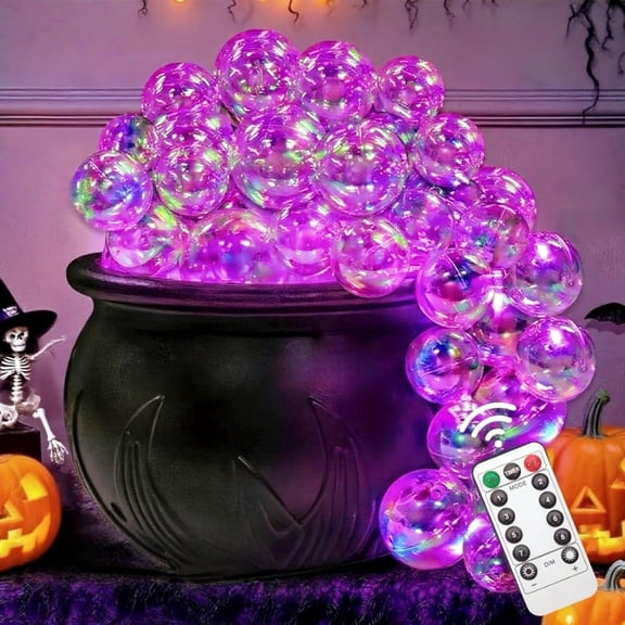 Halloween Decorations DIY Bubbling Cauldron Set - Spooky Vintage Table Decor, Indoor Halloween Cauldron for Cozy Witchy Vibes (Purple)