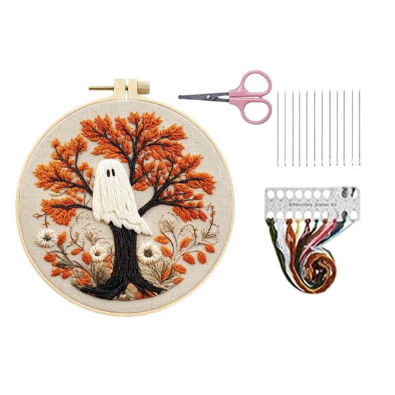 Halloween Decorations DIY Knitting Embroidery Kit For Adults Printed Pattern Home With Needles