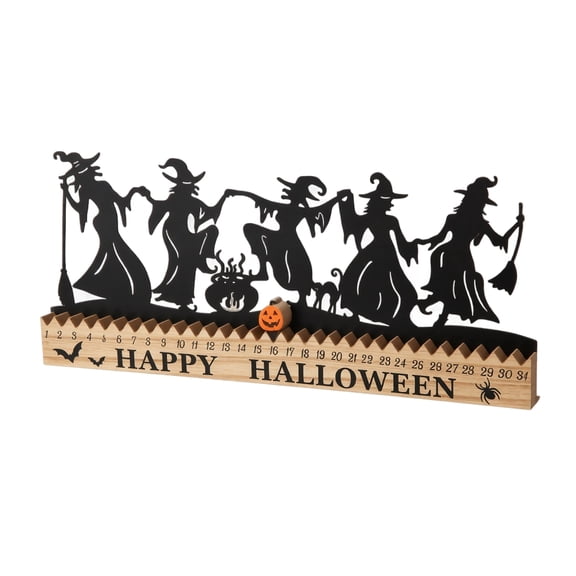 Halloween Decorations, Dancing Witch Countdown Sign with Date Slider, Spooky Silhouette Ornament for Party Shelf Desk Home Office Tabletop Centerpiece Display