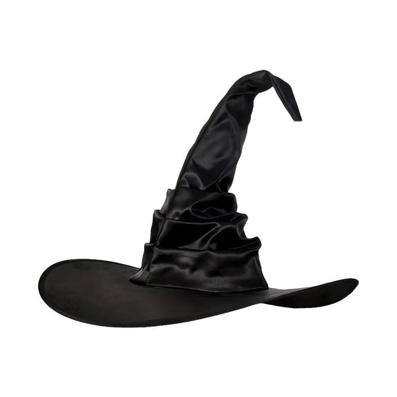 Halloween Decorations Deal 2025!Kyusrd Witch Costume Accessories Women's Pleated Witch Hat Party Wizard Headdress Wide Peak Pointed Hat Black