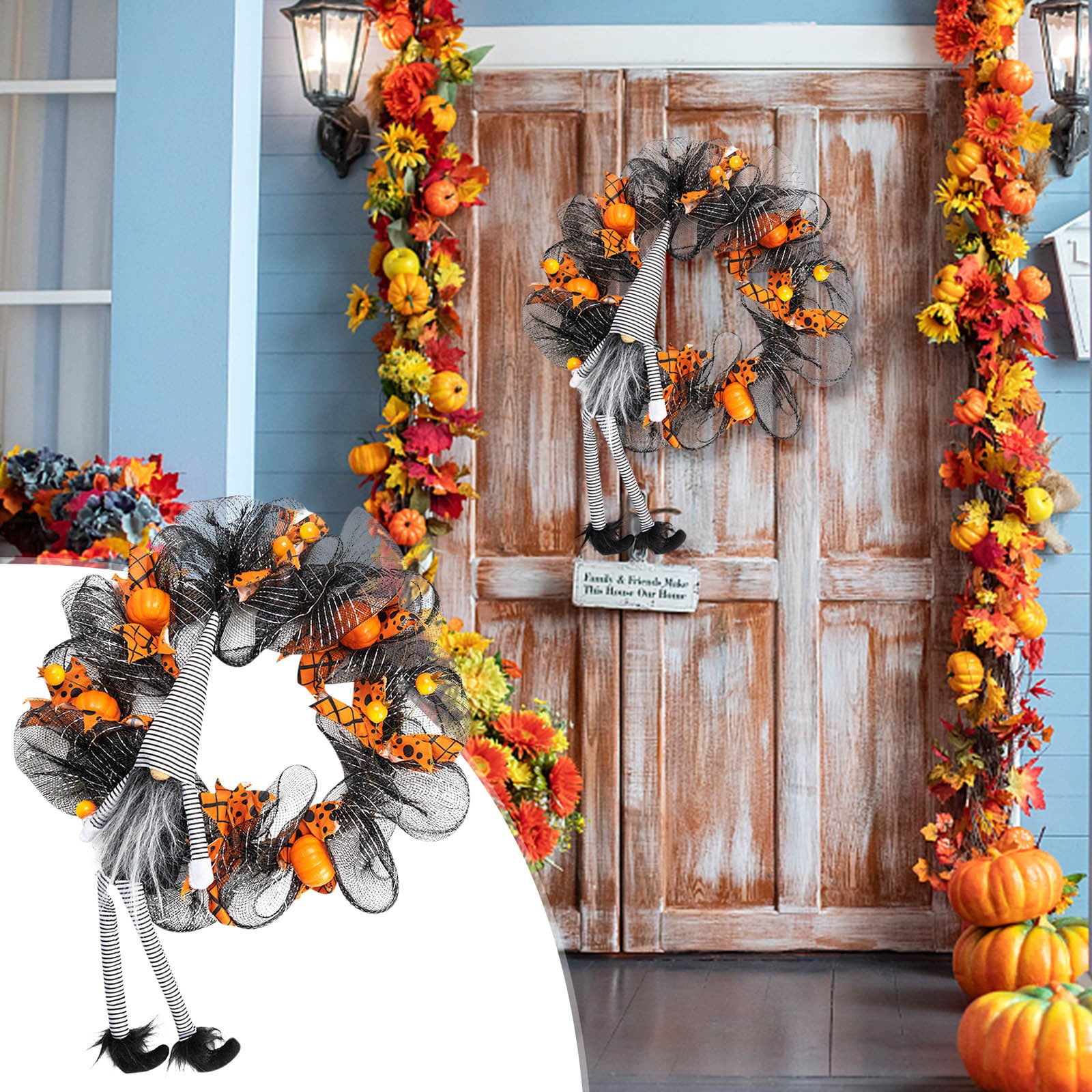 Halloween Decorations Decoration Halloween Wreath Lights Mesh Wreath