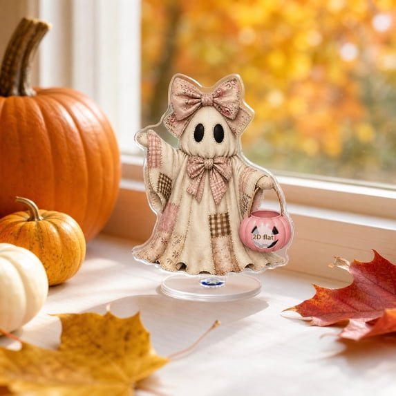 Halloween Decorations Desktop Ghost, 360 Degree Rotating Ghost Figurine with Cute Design, Spooky Halloween Tabletop Ornament for Home Office Classroom Party Decor Holiday Display