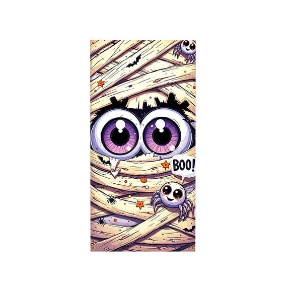 Halloween Decorations Door Cover,35.4x70.8 Inch Spooky Ghost Horror Doorway Curtains Door Covers Banners Decor,Perfect for Entryway Layout,Festival Scene Setting,Beige