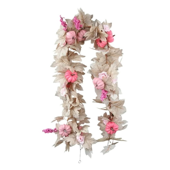 Halloween Decorations Fall Decor Fall Garland 5.58Ft Artificial White Maple Leaf Pumpkin Rattan Waterproof Autumn White Maple Leaf Rattan Garland Harvest Thanksgiving Decor Indoor Outdoor