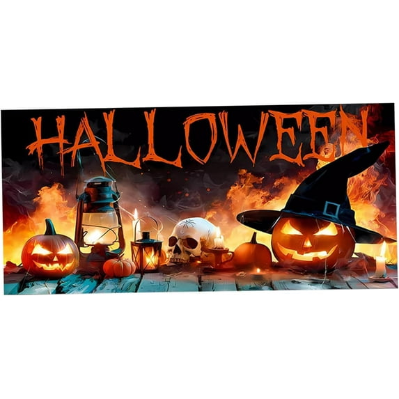 Halloween Decorations, Garage Door Cover, 6x13 Ft Garage Door Cover with Installation Kit Polyester Scary Pumpkin Outdoor Halloween Decorations Hanging Garage Door Banner for Party Wall