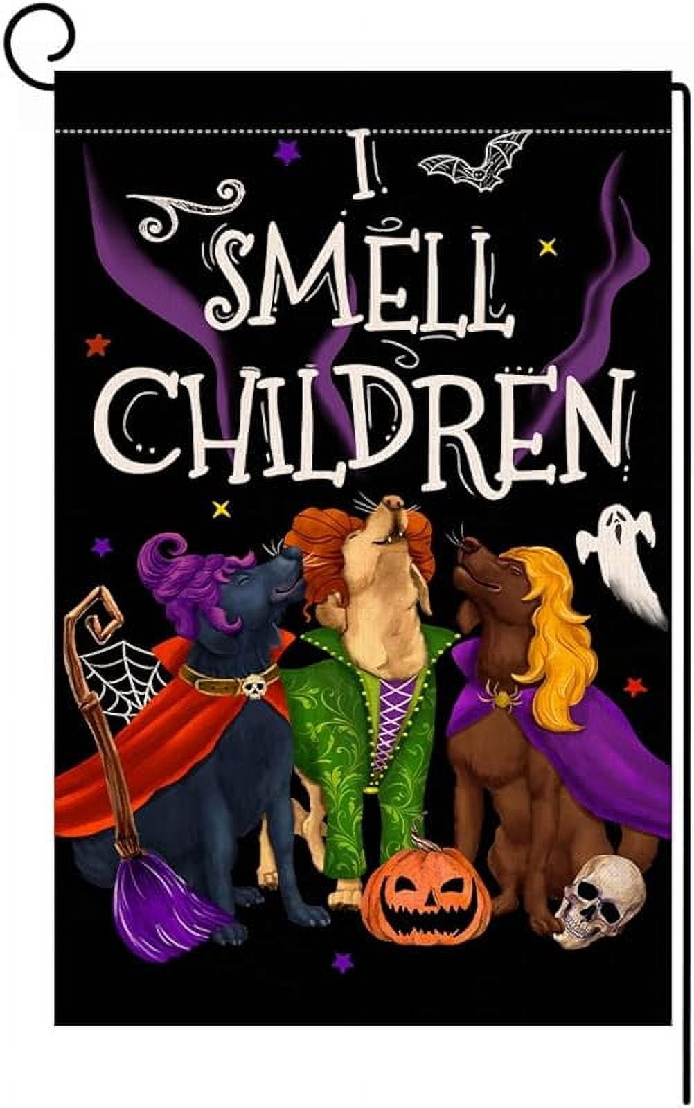 Halloween-Gartenflagge – Doppelseitig Mit Spruch 'I Smell Children'