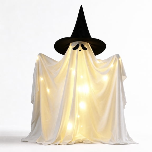Halloween Decorations Ghost 31.5 In Light Up Standing Ghost Decoration, Halloween Outdoor Yard Porch Decor, LED Garden Display, Seasonal Party Accent