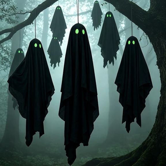 Halloween Decorations Ghost Decor, Glow-In-The-Dark Black Ghost Hanging Ornaments for Tree Branches Porch Ceiling Or Garland String, Floating Shadowy Silhouette Accent
