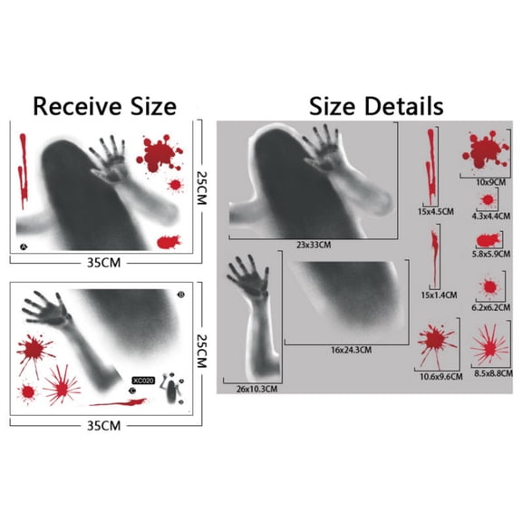 Halloween Decorations Ghost Door Sticker Self Adhesive Ghost Horror Blood Fingerprints Ghost Door Decals Window Cling Scary Shadow