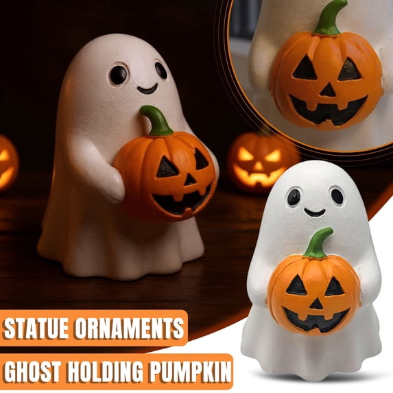 Halloween Decorations, Ghost Resin Crafts Ornaments, Alloween Decoration for Porch Yard Patio Indoor Decor Fall Autumn Home Shelf Mantel Ornament