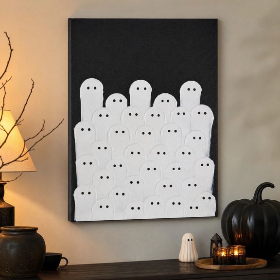 Halloween Decorations, Ghost Wall Art Hand Painted Painting , Unframed Spooky Ghost Artwork, Wall or Tabletop Display, Indoor Decor, For Home Mantel Shelf
