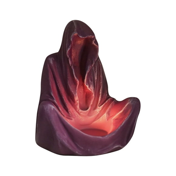 Halloween Decorations Ghost Wizard Candle Holder, Horror Gothic Resin Candlestick Holder Halloween Decor Indoor, Scary Ghost Wizard Candle Holders For Home Kitchen Party(Excluding candles, Purple)