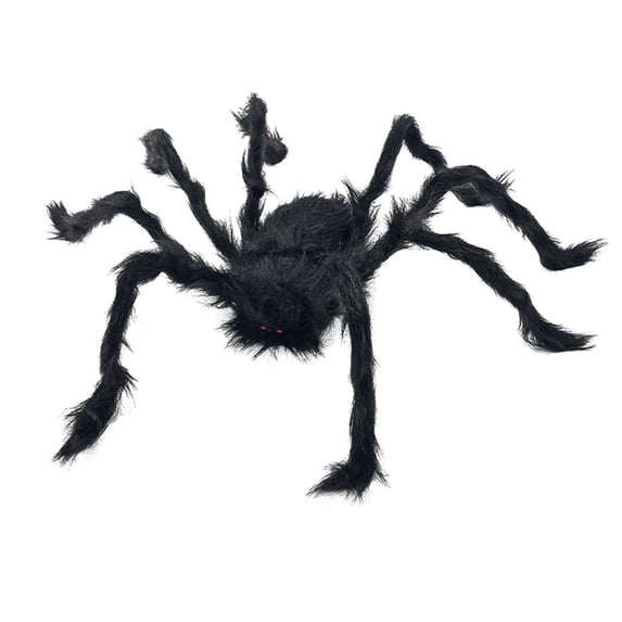 Halloween Decorations Giant Hairy Spider, 11.8 Inch Fake Black Spider, Bendable Legs Scary Prop for Yard Indoor Party Haunted House & Bar Decor