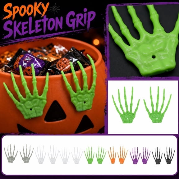 Halloween Decorations Glow-in-the-Dark Skeleton Hand Props, Plastic Bone Grips for Party & Indoor Display, 3.8" Tall Orange