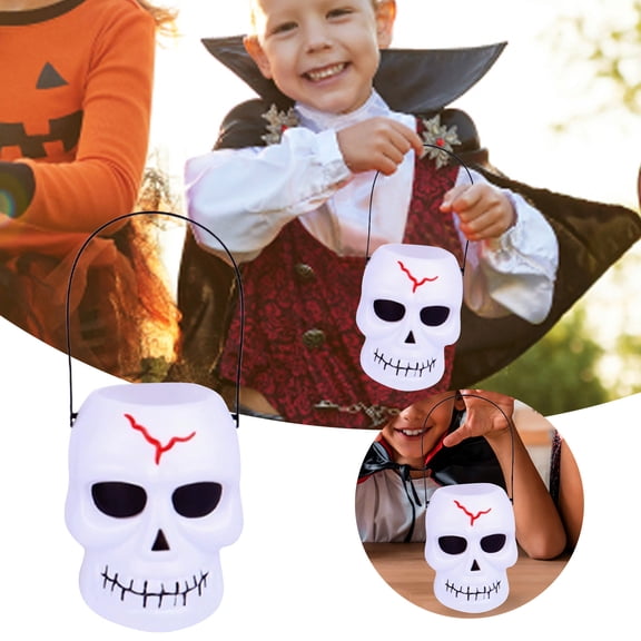 Halloween Decorations Glowing Bucket For Party Candy Bowl Pumpkin Container Scary Skeleton Head Pail Event Table Event Planner Organizer with Tabs And Pockets Event Horizon Book Party Flags 3x5