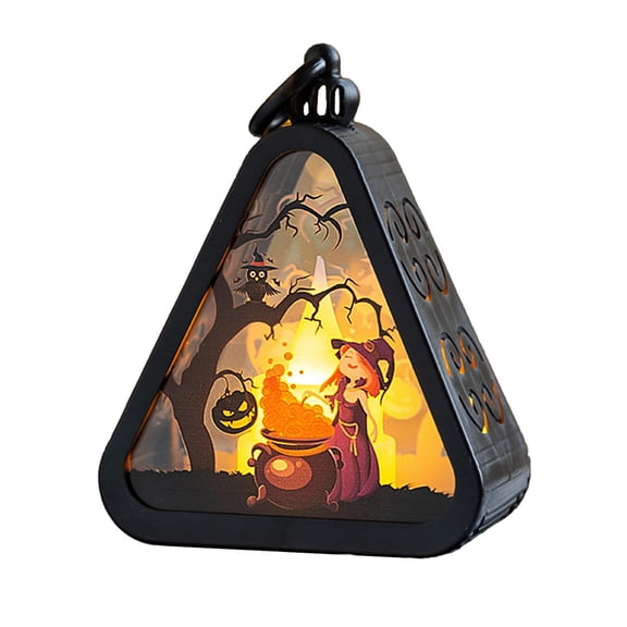 Halloween Decorations, Gothic Halloween Lantern Lights, Triangle Halloween Pattern LED Lights for Indoor Outdoor Table Decor Tree Decorations