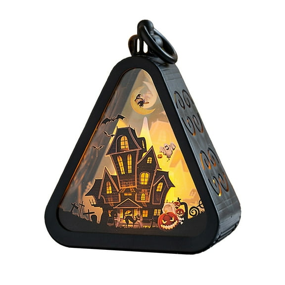 Halloween Decorations, Gothic Halloween Lantern Lights, Triangle Halloween Pattern LED Lights for Indoor Outdoor Table Decor Tree Decorations
