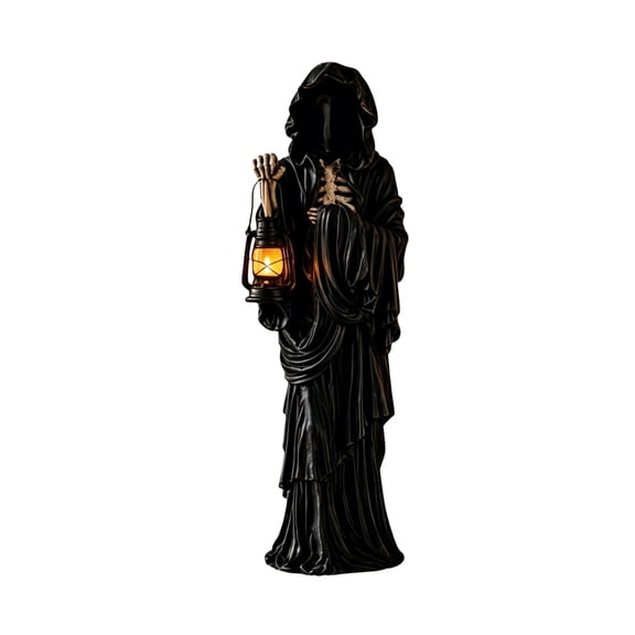 Halloween Decorations Grim Reaper Statue, 1-Pack 10 Inch LED-Lit Resin Figurine, for Home Office Desk and Shelf Gothic Decor, bldnkj