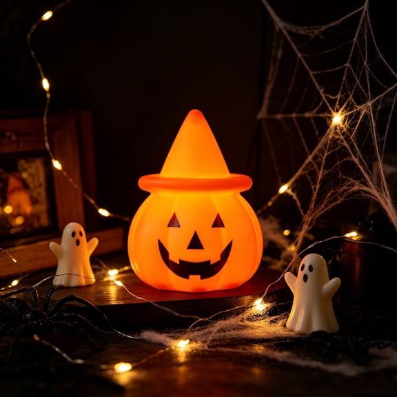 Halloween Decorations, Halloween Cecorations Outdoor, Witch Hat Silicone Pumpkin Night Light, Halloween Props, Light up Halloween Lights for Home Decor Holiday Gifts Decorations