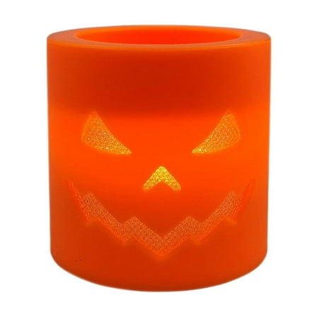 Halloween Decorations Halloween Cylindrical Evil Pumpkin Lights Glowing LED Electronic Candle Lights Spooky Festival Supplies Halloween Decoration And Gift