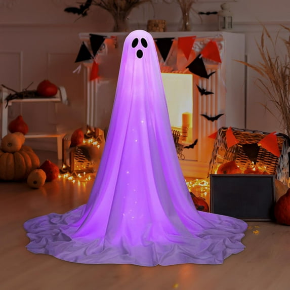 Halloween Decorations - Halloween Decorations Outdoor - Large Light-Up Spooky Ghosts with LED Light - Scary Standing Ghosts Decor for Indoor Home Front Porch Yard Party(Purple)