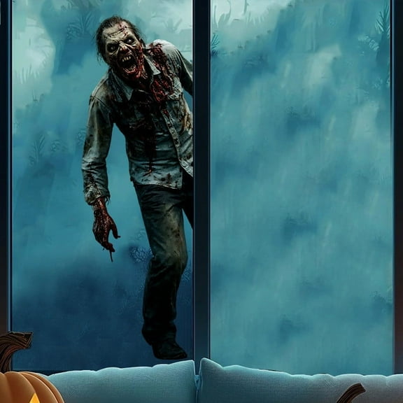 Halloween Decorations -Halloween Horror Zombie Window Clings Decor for Party, Scary Halloween Decals for Cars, Glass, Mirrors, Bathroom Tiles