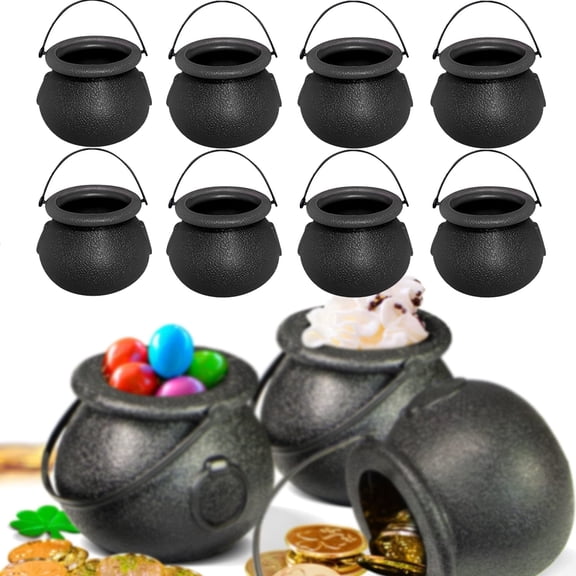 Halloween Decorations Halloween Mini Witch Cauldron Kettles Multi-purposed Small Cauldron Halloween Pot Candy holder for Halloween & St. Patricks Day Party Favors Decor