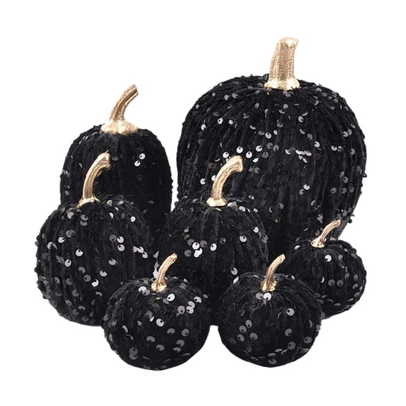Halloween Decorations Halloween Party Decor Spooky Home Decor Soft Pumpkin Ornament Collection, 7 Pieces Fluffy Halloween Pumpkin Decorative Statue for Indoor Fall Halloween Festive Collocation Decor