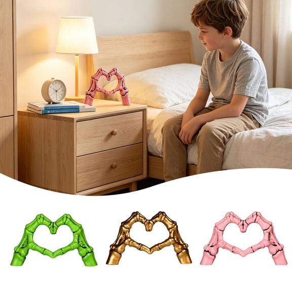Halloween Decorations Halloween Skeleton Heart Hands – Gothic Skeleton Hand Statue Resin Heart Gesture Sculpture For Home Bookshelf Table & Gothic Wedding Gift Desktop Ornament Utility