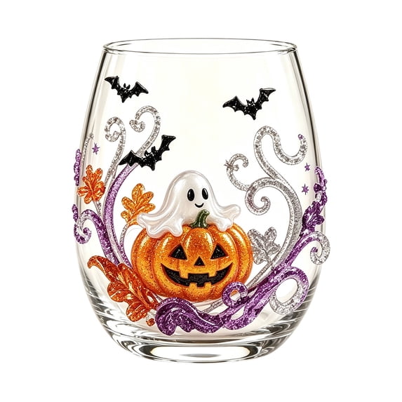 Halloween Decorations Halloween Stemless Glasses Drinking Glasses 15Oz Pattern Tumbler Cups Pumpkin Printed Flat Glass Halloween Drinkware For Party Fall Glass&Bottle Utility Home Decor