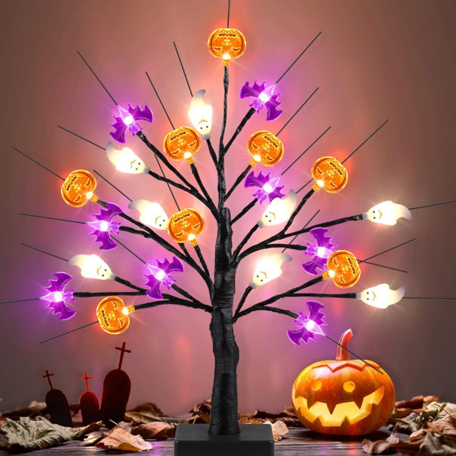 Halloween Decorations Halloween Tree Light with LED Pumpkin Bat Ghost