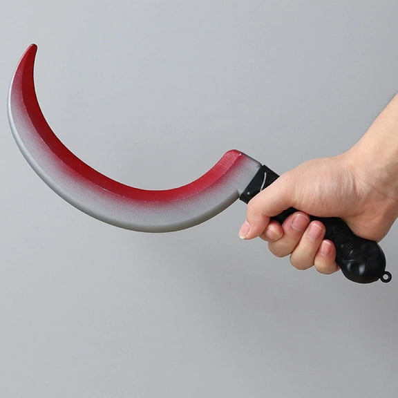 Halloween Decorations, Halloween Weapons Plastic Simulation Props, Realistic Fake Bloody Weapons for Halloween Party Costume Accessories, 15 Inch Fake Weapon Sickle for Party Haunted House Decor