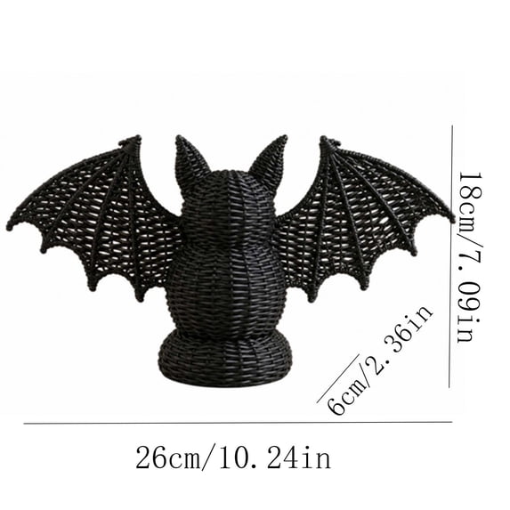 Halloween Decorations Hand Woven Wicker Bat,Halloween Bat Candle Holder Decor,Rustic Halloween Tabletop Decoration for Mantel Fireplace Shelf Home Party Decor,Decorative Lantern
