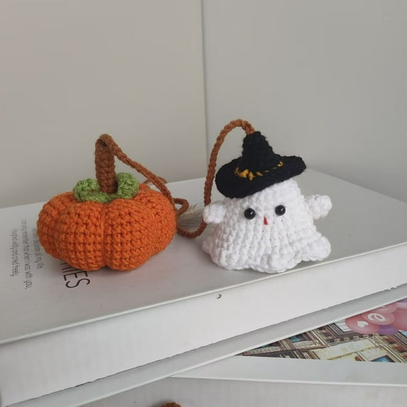 Halloween Decorations, Handwoven Ghost Pumpkin Ornaments, Cute Fall Home Decor Seasonal Gifts for Tabletop Mantel Party Supplies