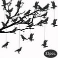 thumbnail image 1 of Halloween Decorations, Hanging Crow Decorations, 32-Piece Paper Hanging Crow Wall Stickers for Halloween Party Yard Decor, Black Durable Paper Material, 5.8x5.8 Inch Each, Easy Adhesive Installation, 1 of 6