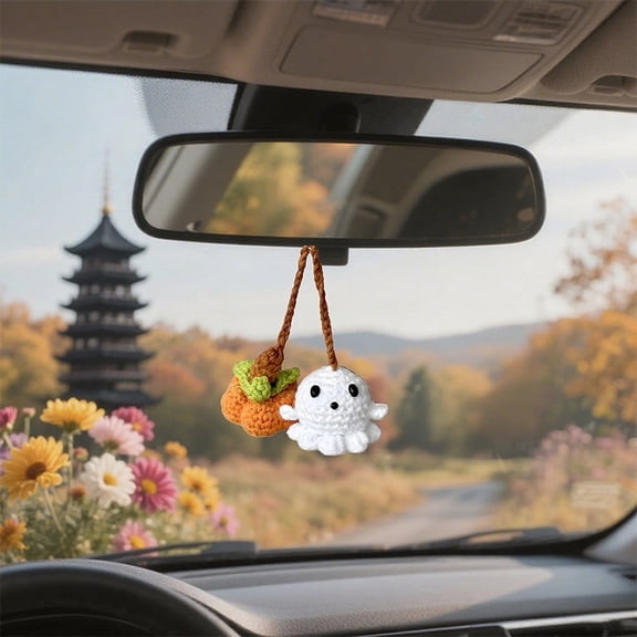 Halloween Decorations Hanging Ornament Cute Ghost For Party Home Indoor Outdoor Orange 5.08cm Raffia