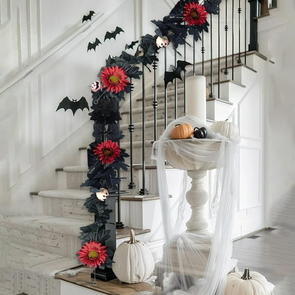 Halloween Decorations Hanging Rattan, Halloween Pumpkin Rattan Pumpkin Maple Leaves S2